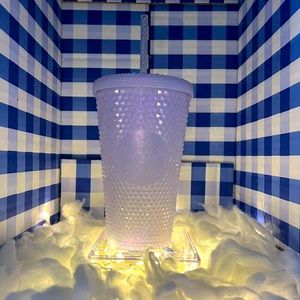 New Starbucks 2021 Studded Winter Holiday Icy White Lilac Bling Cup Tumbler 16oz